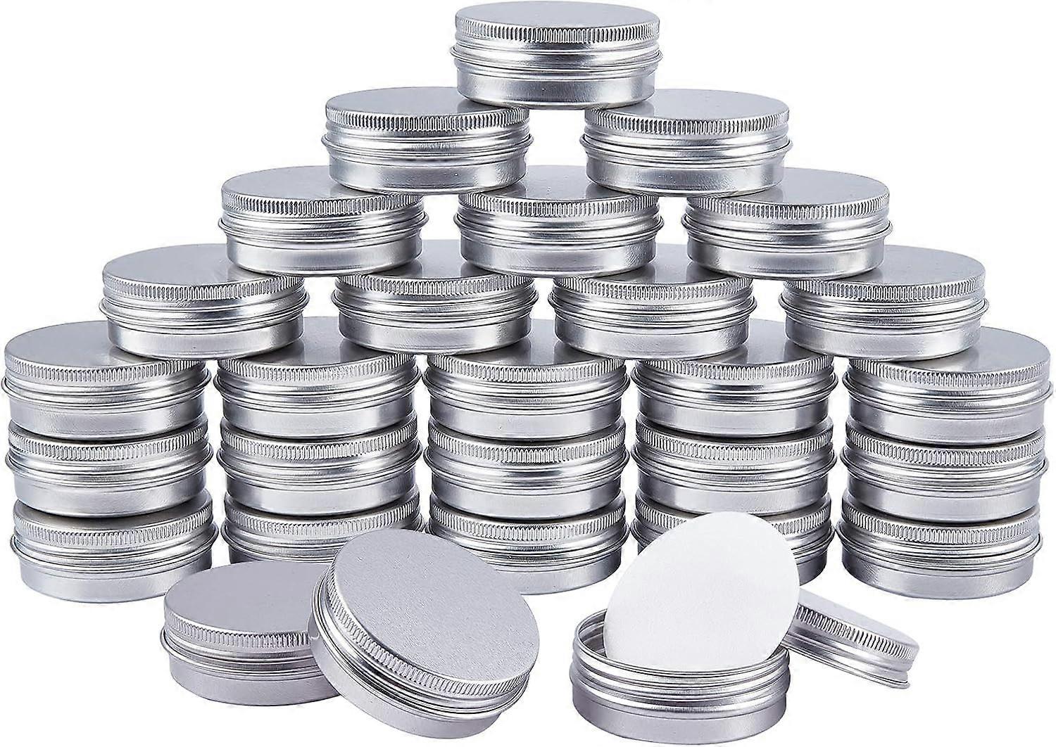 27 Pcs 30ml Round Aluminum Cans 1 Ounce Silver Empty Tin Jars Refillable Metal Storage Containers with Screw Lid for Crafts DIY Salve Spices Candies C