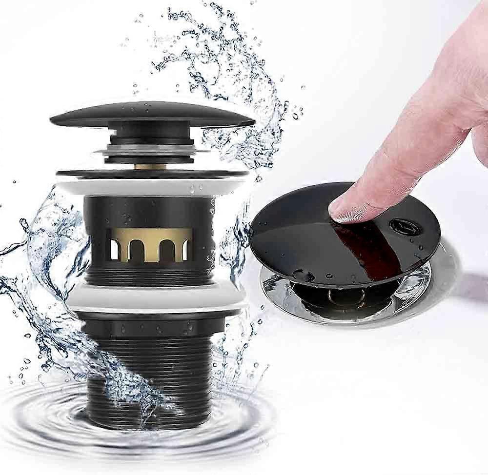 Pop Up Basin Sink Waste, Waste Slotted Basin Sink, Matte Black Basin Sink Waste, Pop Up Waste Slotted, Sprung Plug Basin Sink, Without Overflow, for B