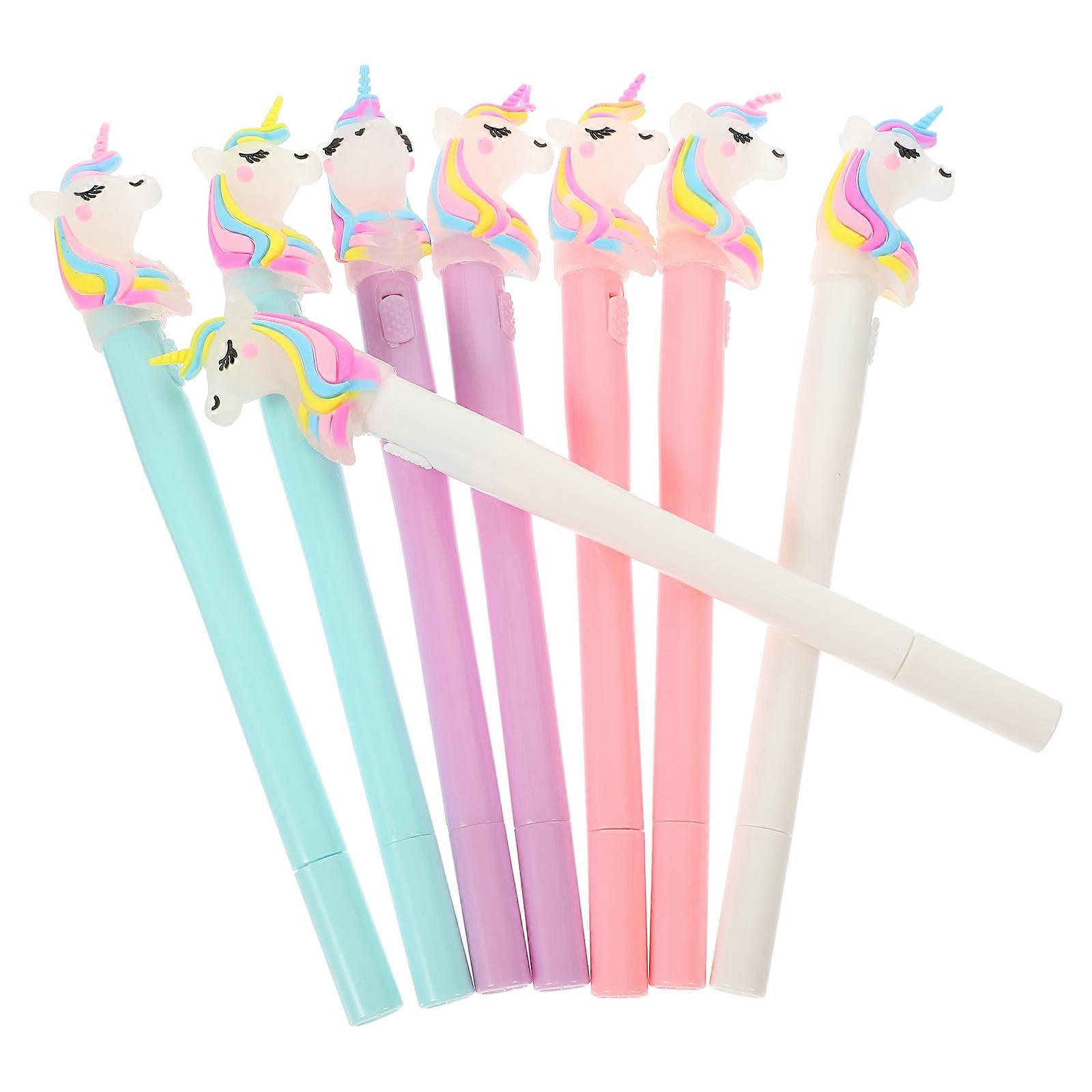 2pcs Luminous Funny Pens LED Cartoon Shape Design Glow Pens Set for Kids (Unicorn)