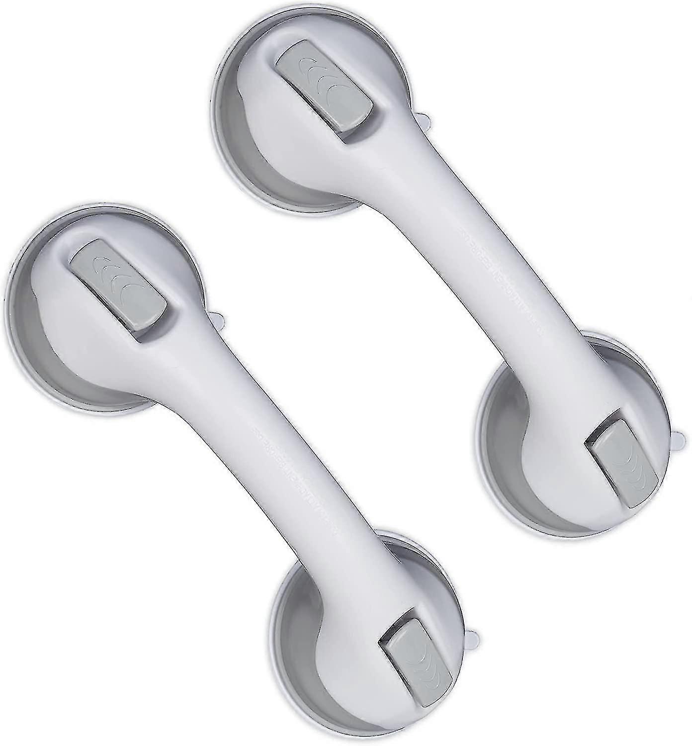 Suction Cup Handle, Set Of 2, Shower Bath Grab Bar, 25 Kg, For Elderly, Wall, In White/grey