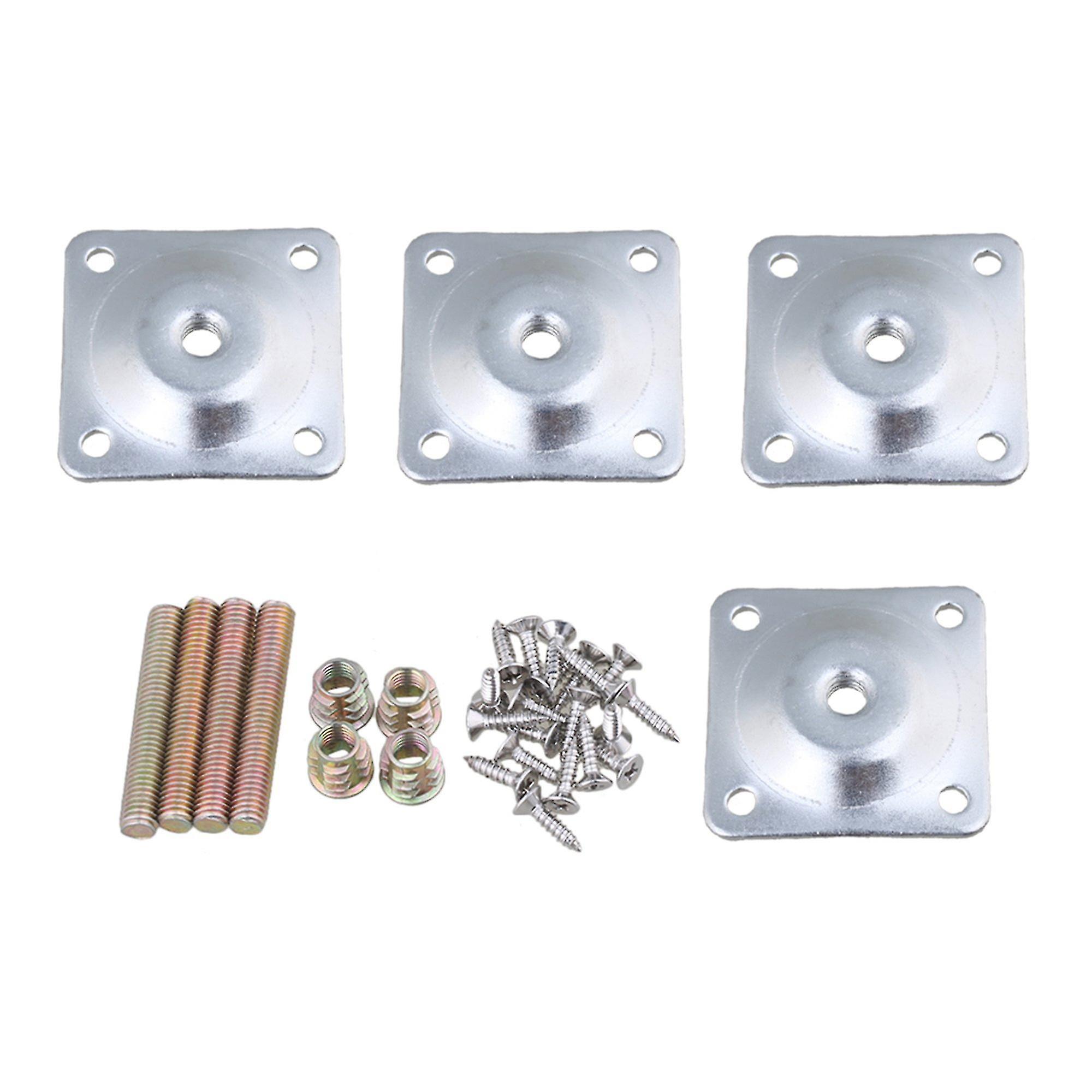 Table Legs 48x48mm Square Iron Silver Furniture Leg Attachment Plates Set Of 4
