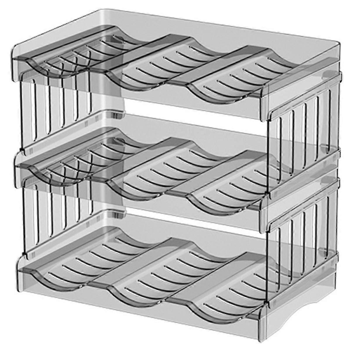 Plastic Water Bottle Organizer and Wine Rack Storage Holder,3 Tier 9Containers Stackable Standing Bottle Storage Rack