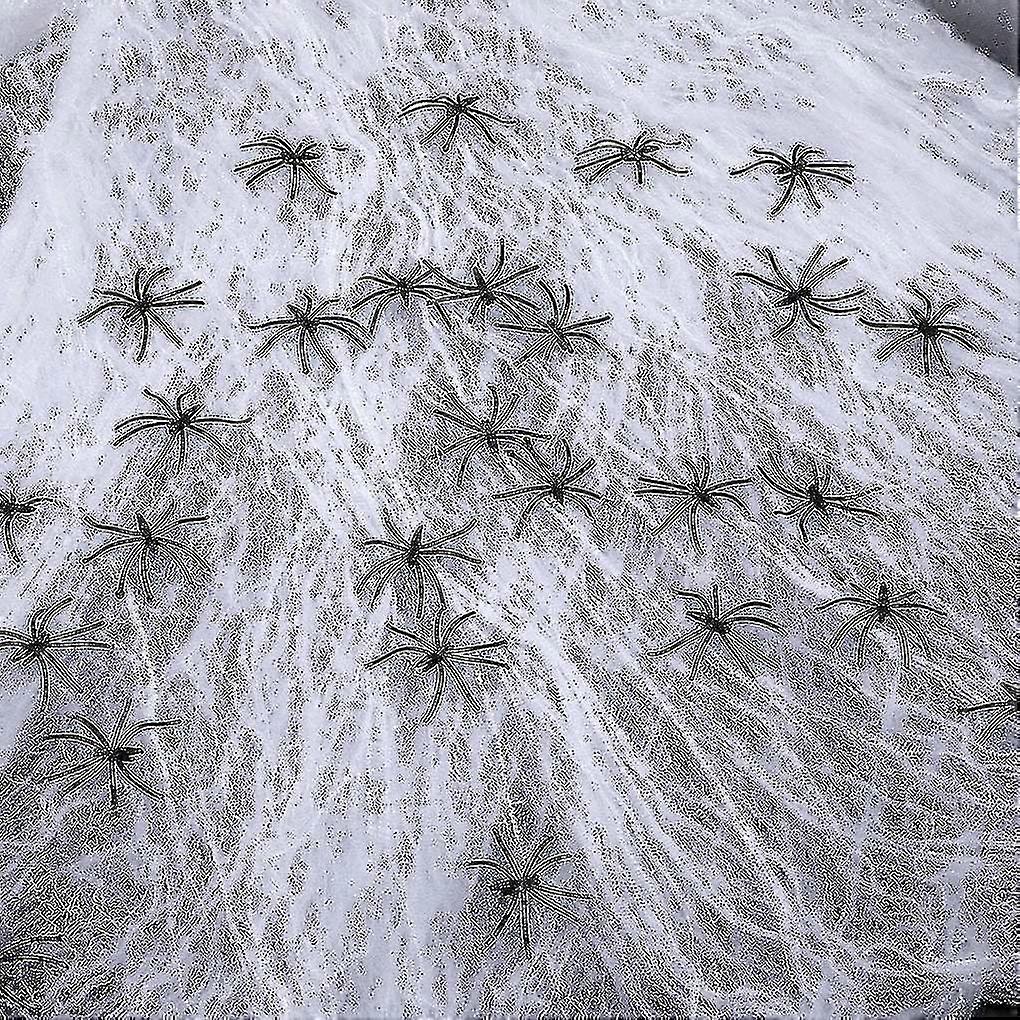 Spooky Spider Halloween Decoration Cobweb Webbing With 30 Spiders