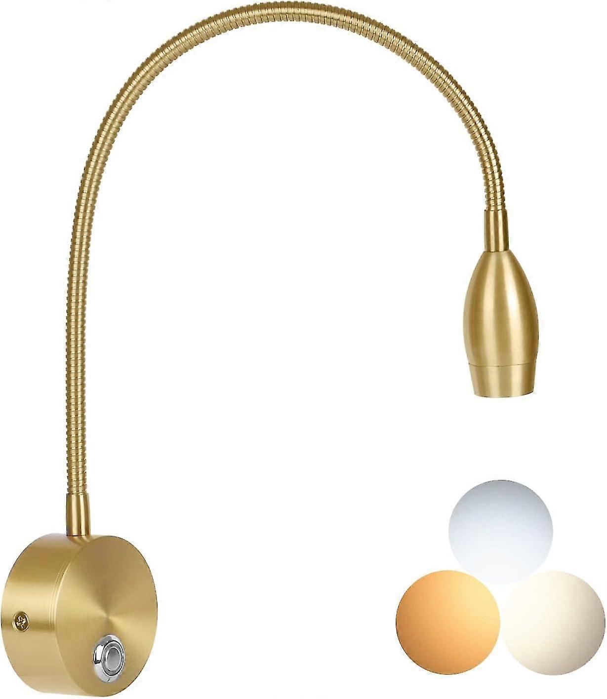 Lampe de chevet, lampe de lecture de chambre, 3w Led Touch Dimmable Luminosité Minimaliste Tête de lit Lampe de lecture, température de couleur réglable, 3