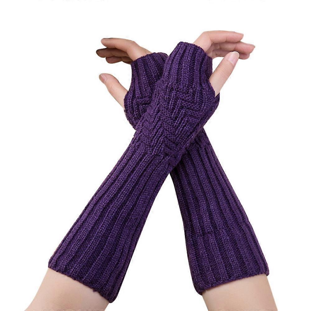 Fashion Unisex Semi-Long Gloves Knitted Fingerless Winter Gloves Soft Mitten PP