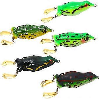 5pcs Künstlicher Großer Frosch Topwater Weiches Angeln Köder Köder Bass Crankbaits Haken