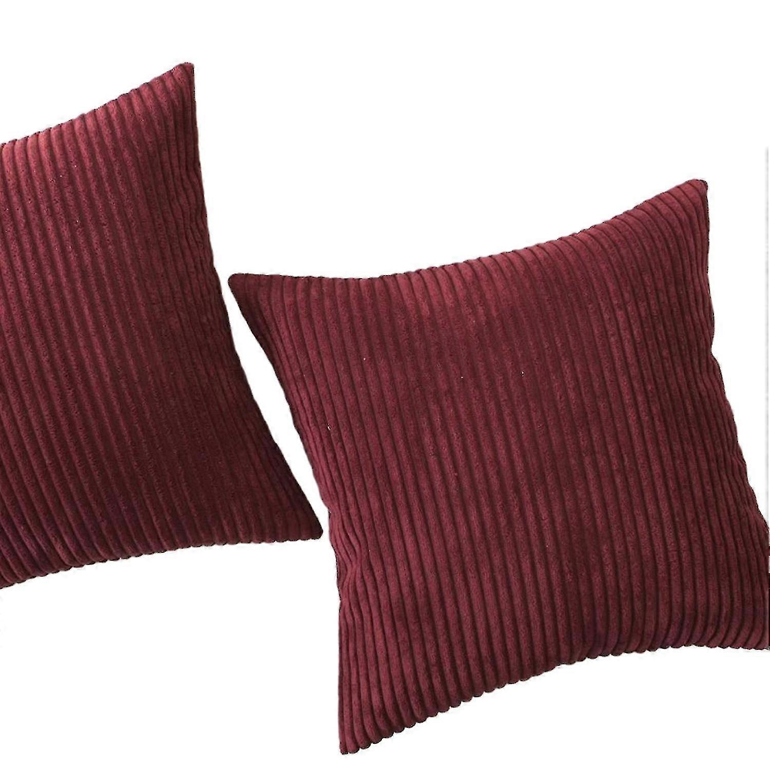 ランバー枕カバー2パック装飾ストライプコーデュロイ長方形クッションカバー