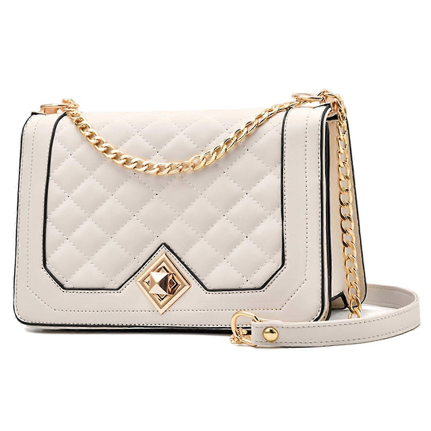女性用クロスボディバッグゴールドチェーン付きスモールショルダーバッグ