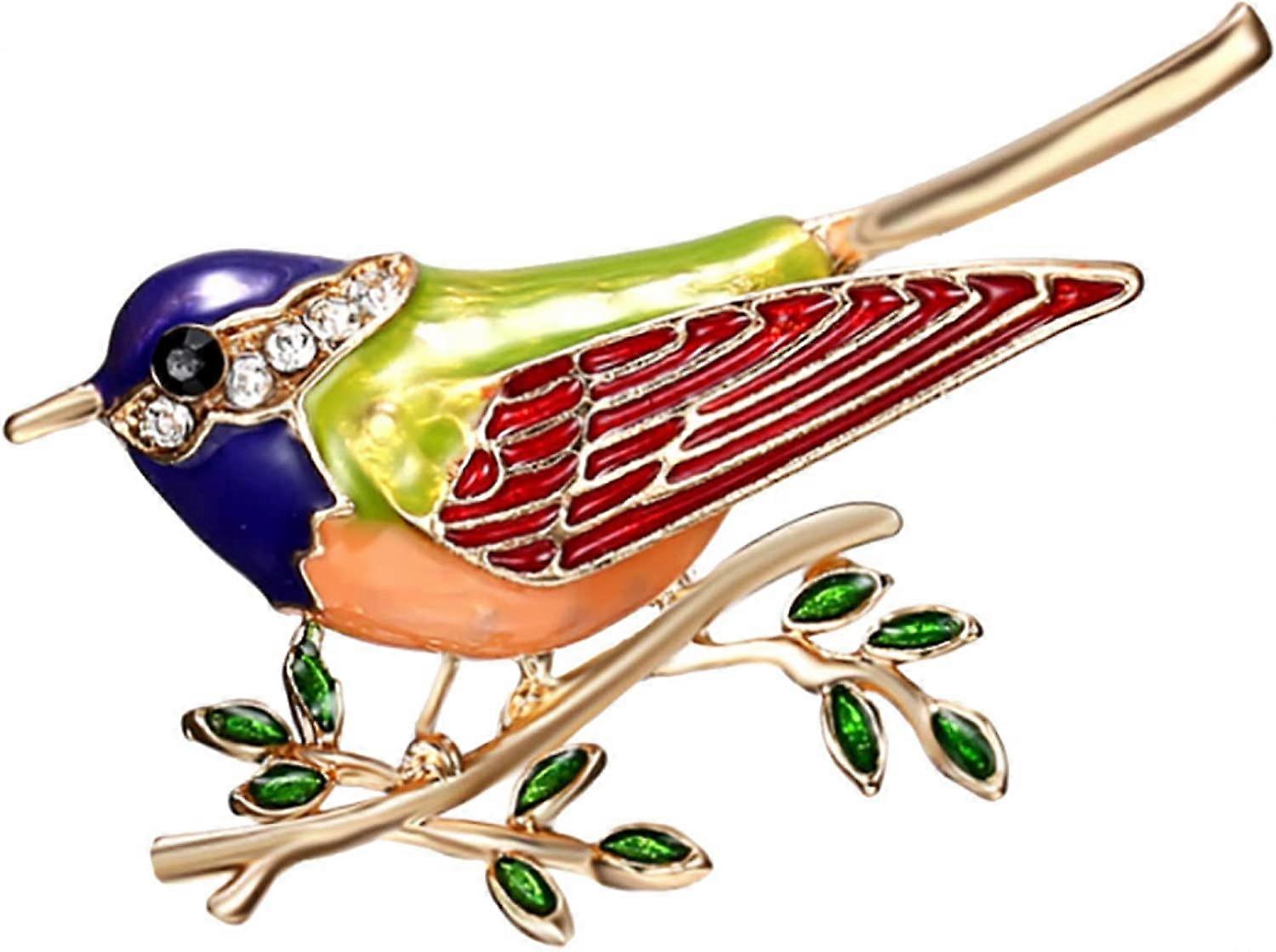 Handmade Brooches Buttons & Pins,Fashion Bird Branch Rhinestone Inlaid Brooch Pin Women Denim Jacket Collar Badge