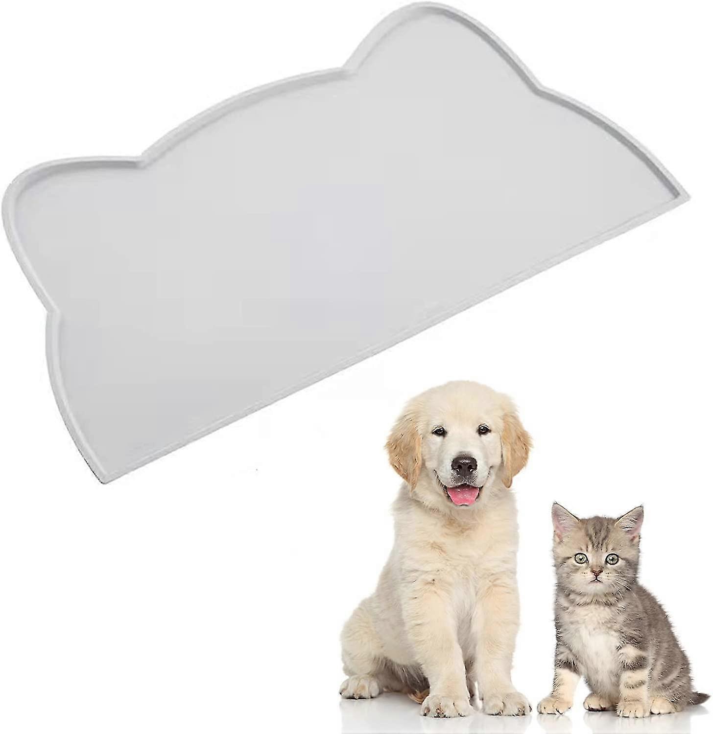 ペット給餌マット防水と滑り止め、シリコン猫と犬用ボウルマット(グレー)(D-583-A)