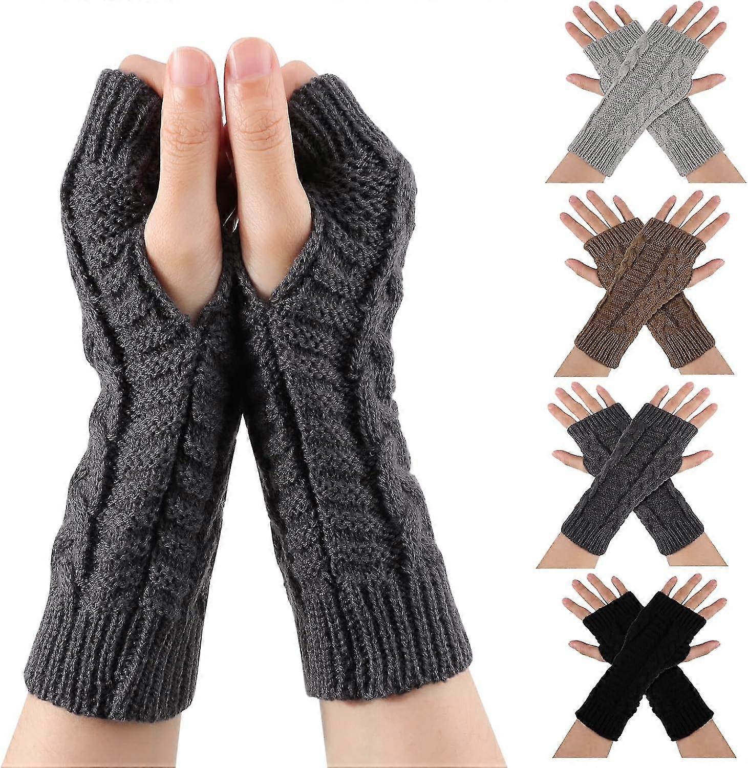 Fingerless Gloves - Set Of 4 Pairs Of Women's Winter Arm Gloves With Hole