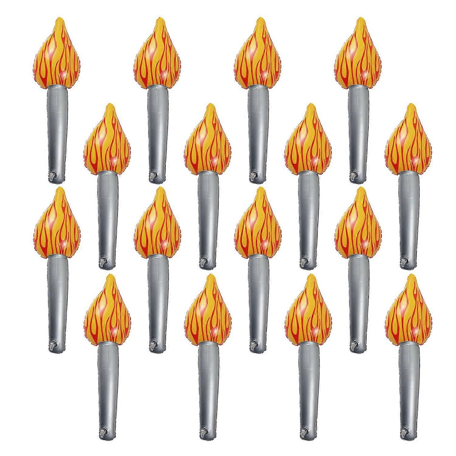 3/16Pcs Inflatable Torch Realistic Design Silver Body Red Flame Party Decorations Sports Game Props