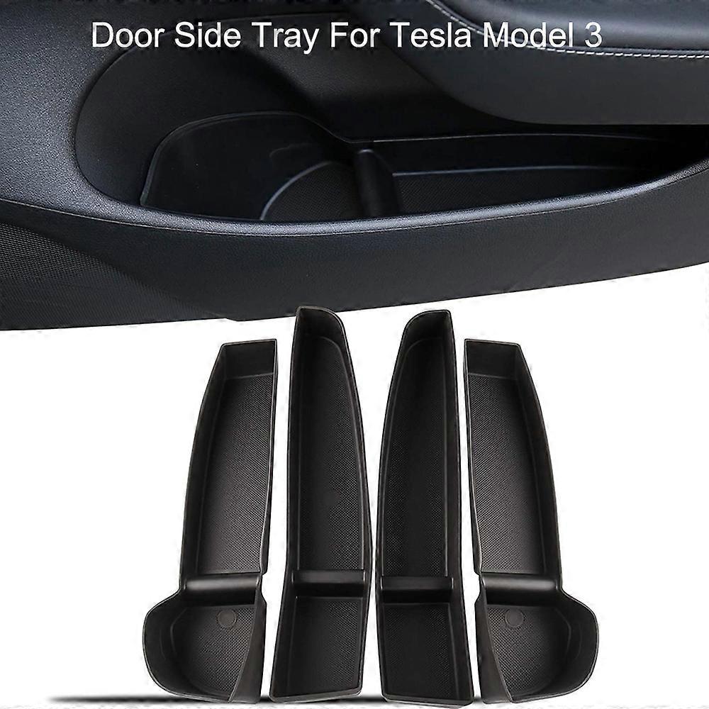 תיבת אחסון בצד הדלת ידית הדלת מגש משענת יד מארגן עבור טסלה דגם 3 דגם Y 2021 2020 2022דלת אחורית קדמית 4 יחידות / סט