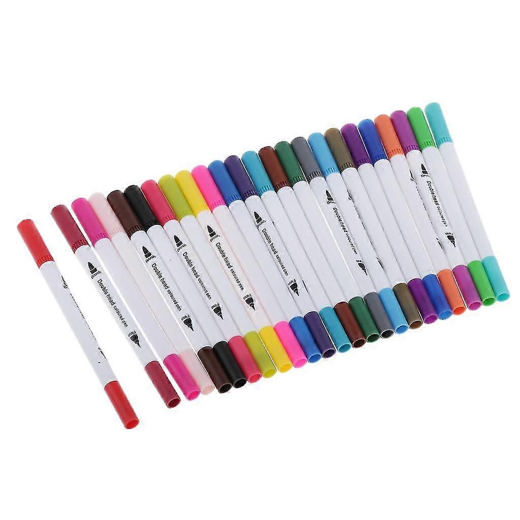 24 Color Water Based Pens Art Markers Dual Tip Permanent For