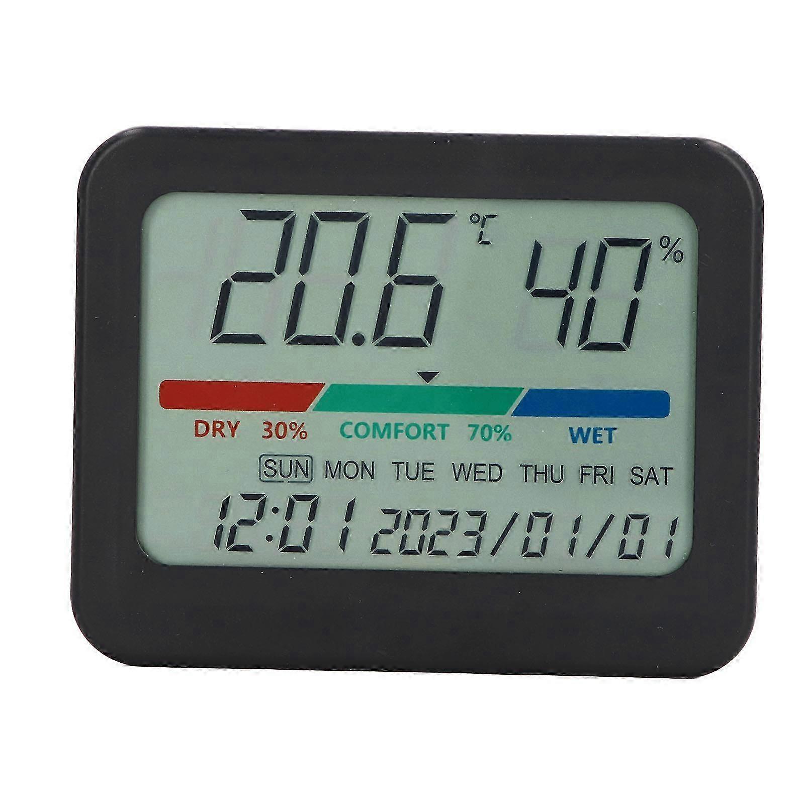 Digital Temperature and Humidity Monitors HD Real Time Monitoring Multifunctional Indoor Temperature Humidity Meter with Calendar