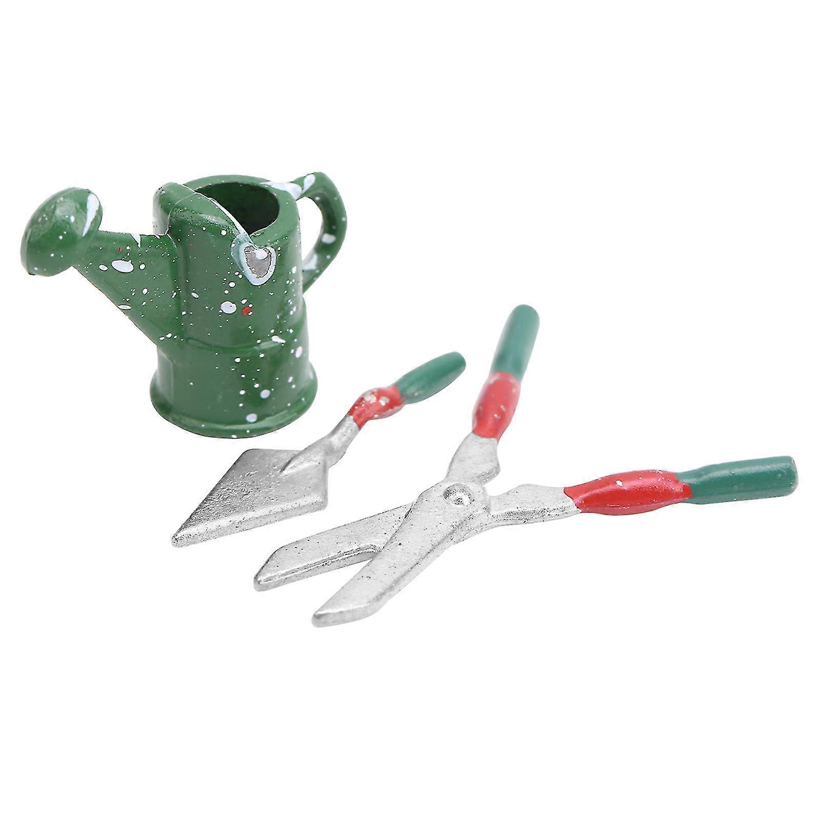 Miniature Dollhouse Garden Tools Set - Scissors, Shovel, Watering Can in 1:12 Scale