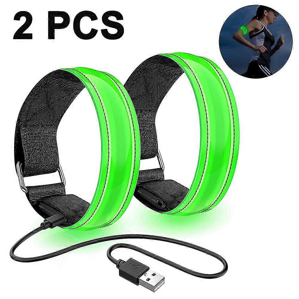 2 Pack Running Light For Runners Rechargeable Led Armband Reflective