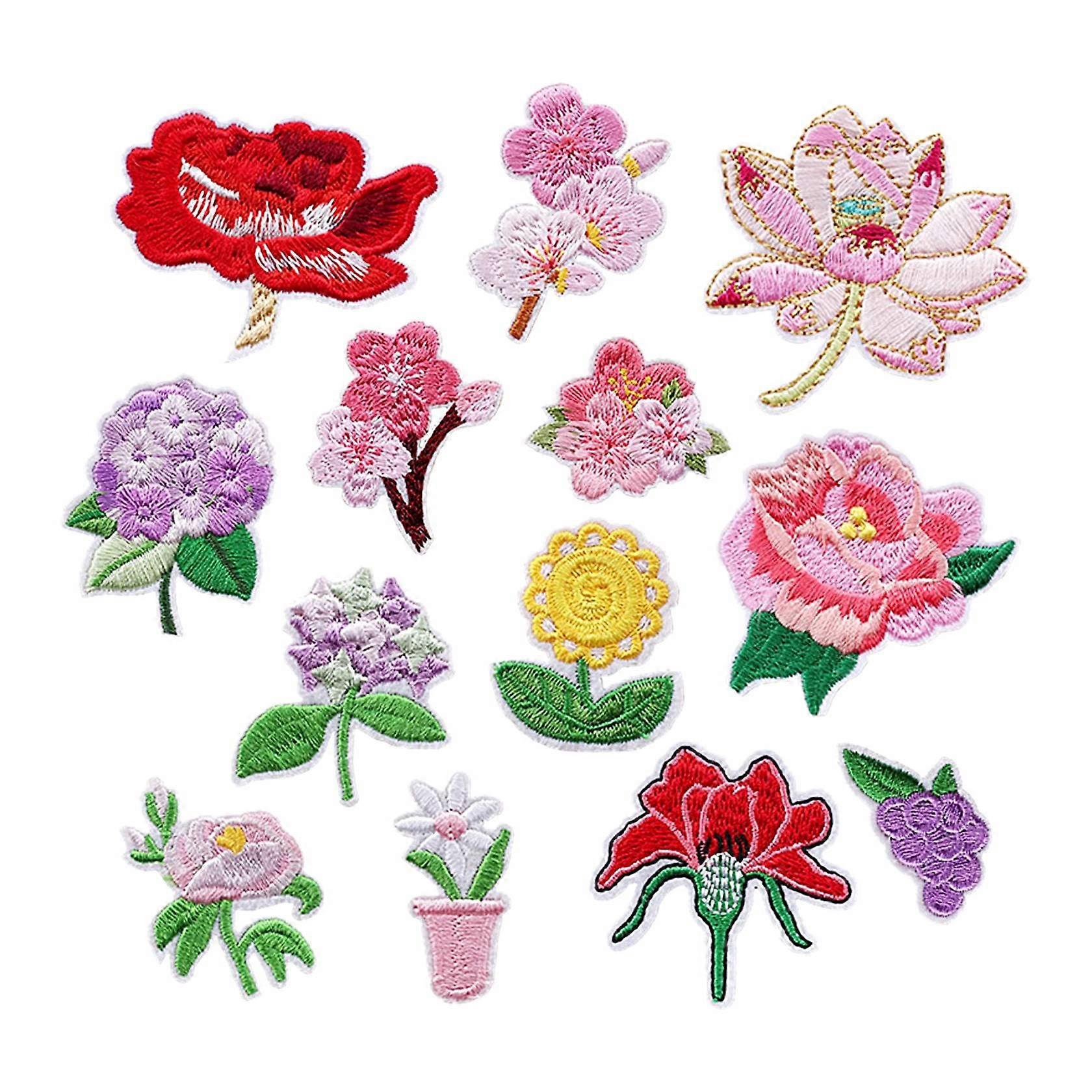 13 PCS Iron on Patches Flower Appliques , Embroidery Decorative Patches Applique Sew on Patches