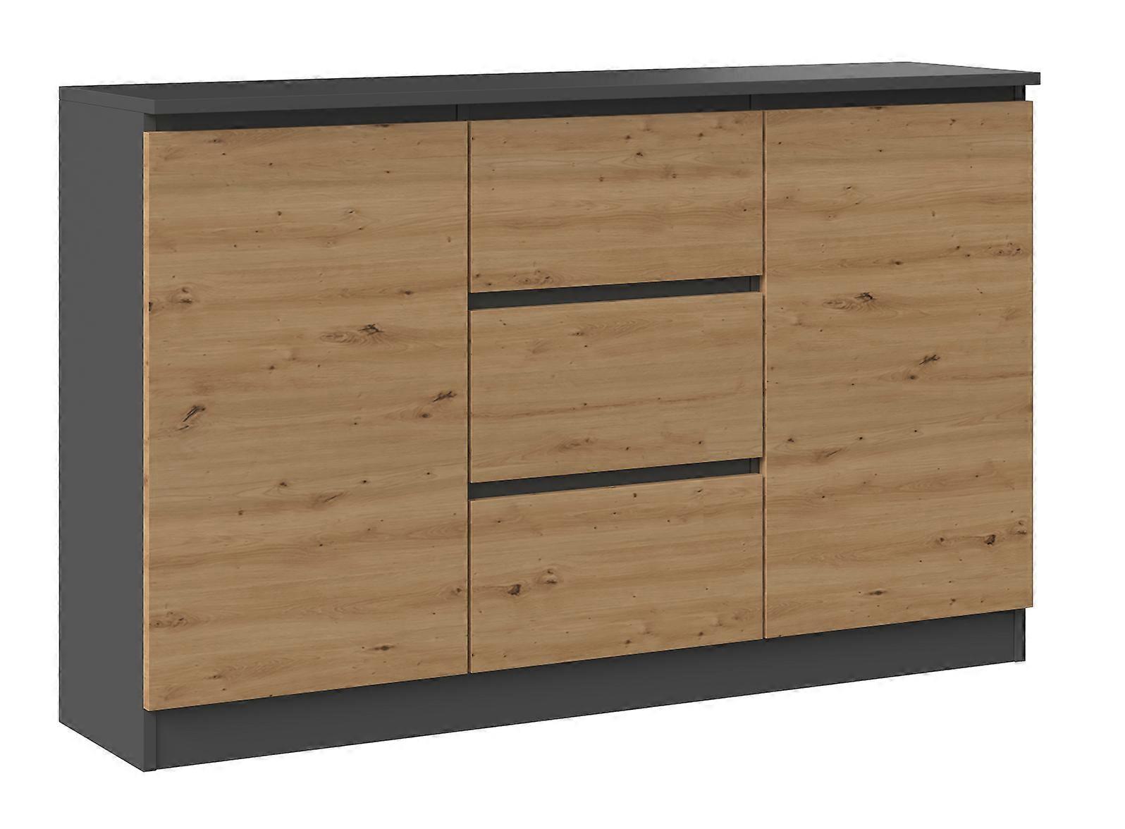 Kommode 2D3S 120 Schubladentüren anthrazit Eiche artisan
