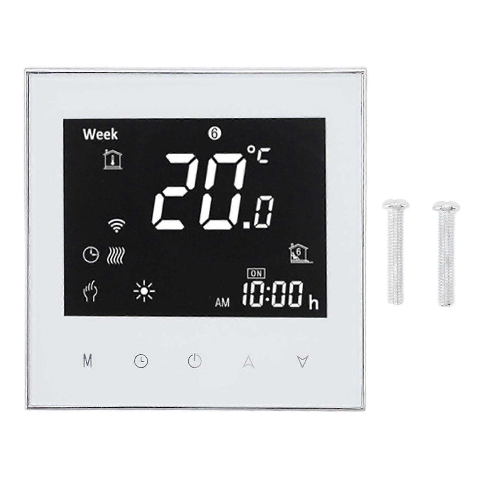 Chaudière intelligente Chauffage Thermostat WIFI APP Commande vocale LCD Écran tactile Programmable Blanc 95240V