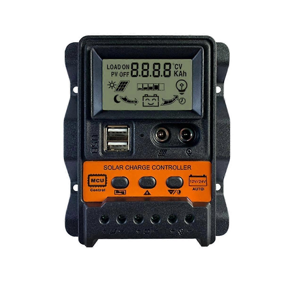 20a Solar Charge Controller 12v24v Solar Panel Battery Controller Regulator Auto 2 Usb Lcd Display