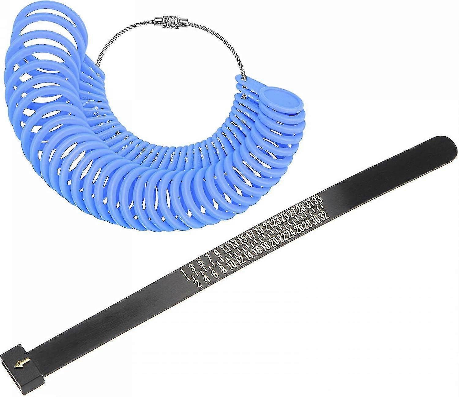 Ring Size Measuring Tool Set With Black Finger Sizing Gauge And Abs Reusable Ring Size Hk1-33 Blue