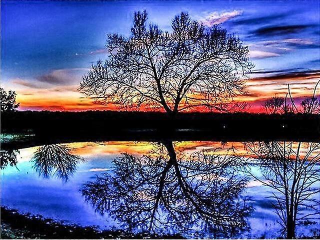 DWW-30 x 40 cm, Sunset Landscape Diamond Painting Diamond Embroidery Painting5D Canvas Painting for Children and Adults, Rhinestone Puzzle Set, Drawin