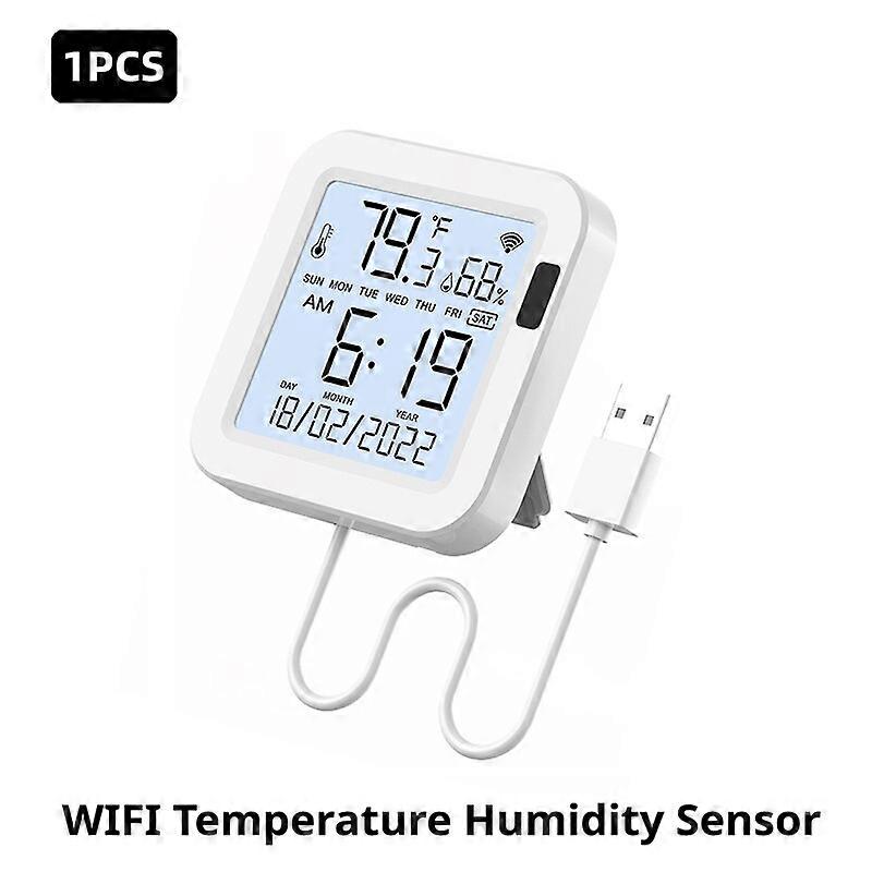 WiFi Temperature & Humidity Sensor LCD Screen Infrared Sensing Backlight Smart Tuya APP Remote Control Alexa Google Voice