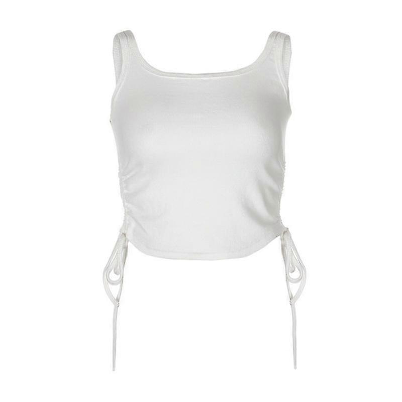 Τραχύ αμάνικο Tank Tops Μπλουζάκια Γυναίκες Στερεά Casual Μόδα Crop Top Κυρίες High Street Γραβάτα Croptop Καλοκαίρι Fitness-1