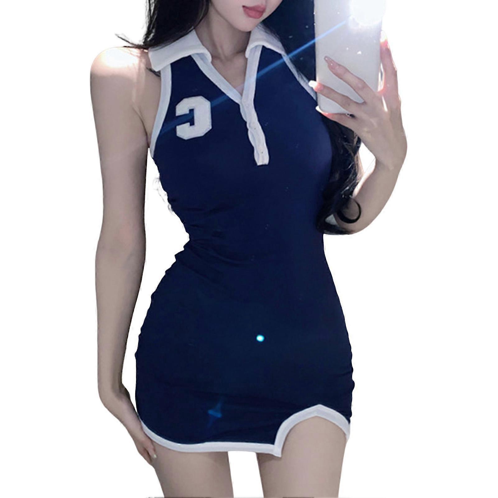 مثير شنقا الرقبة القميص الداخلي اللباس فوق الركبة لا نرى من خلال تصميم مناسبة لنادي ليلي حزب