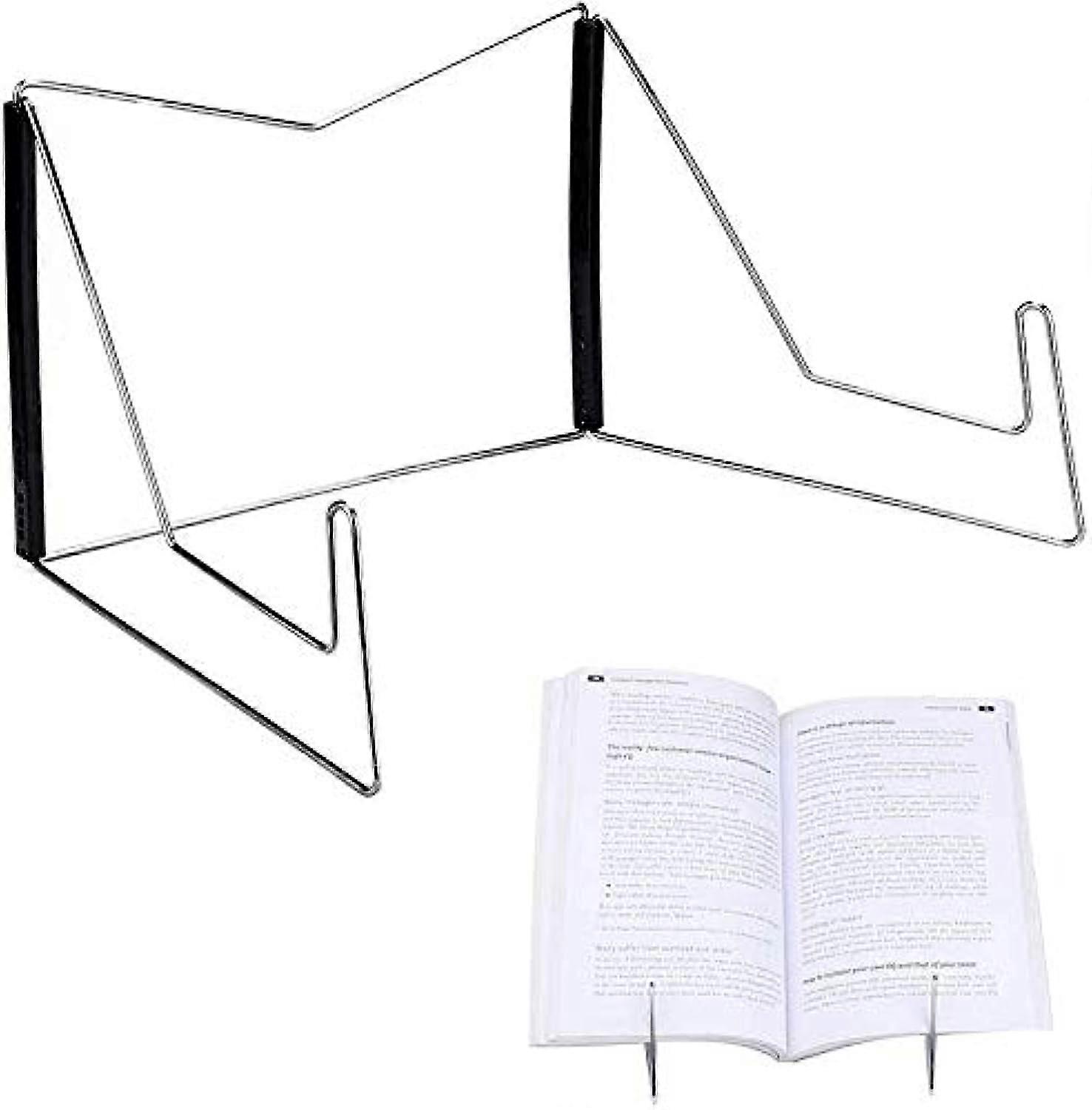 LINJOU Book Holder Bamboo Stand  Adjustable Tray Elegant Hollow Pattern 34cmx24cm