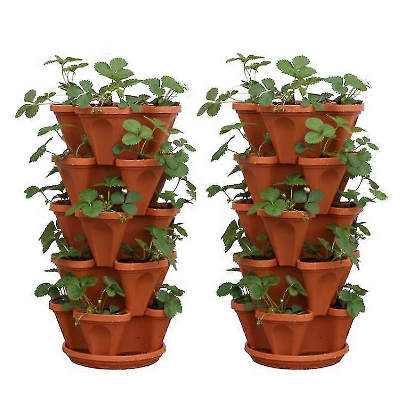 Flower Herb Self Watering Stacking Planting Pot Single Layer Tower Plastic Stackable Vertical Gardening Strawberry Planter