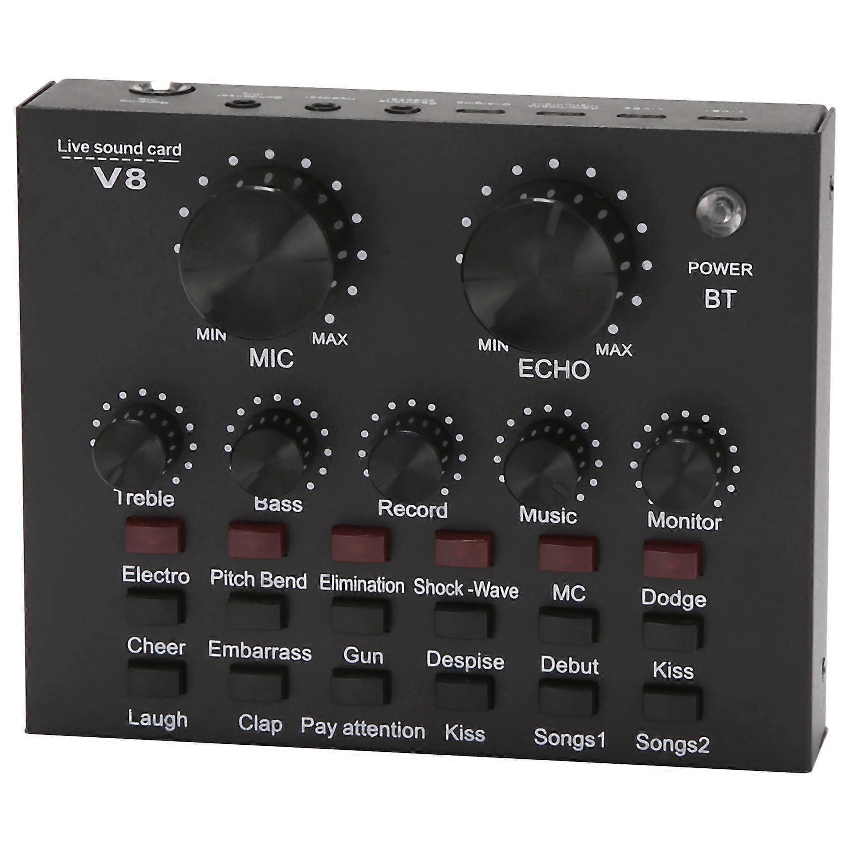 V8 Scheda audio Audio Set Interfaccia Usb esterno Microfono dal vivo Scheda audio Funzione Bluetooth per computer PC Telefono cellulare Registrazione del canto