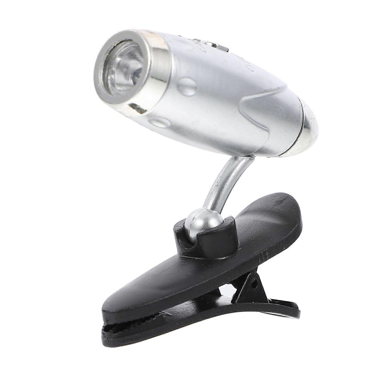 LED Light Mini Clip on Book Lamp Adjustable Reading Book LED Light (Silver)