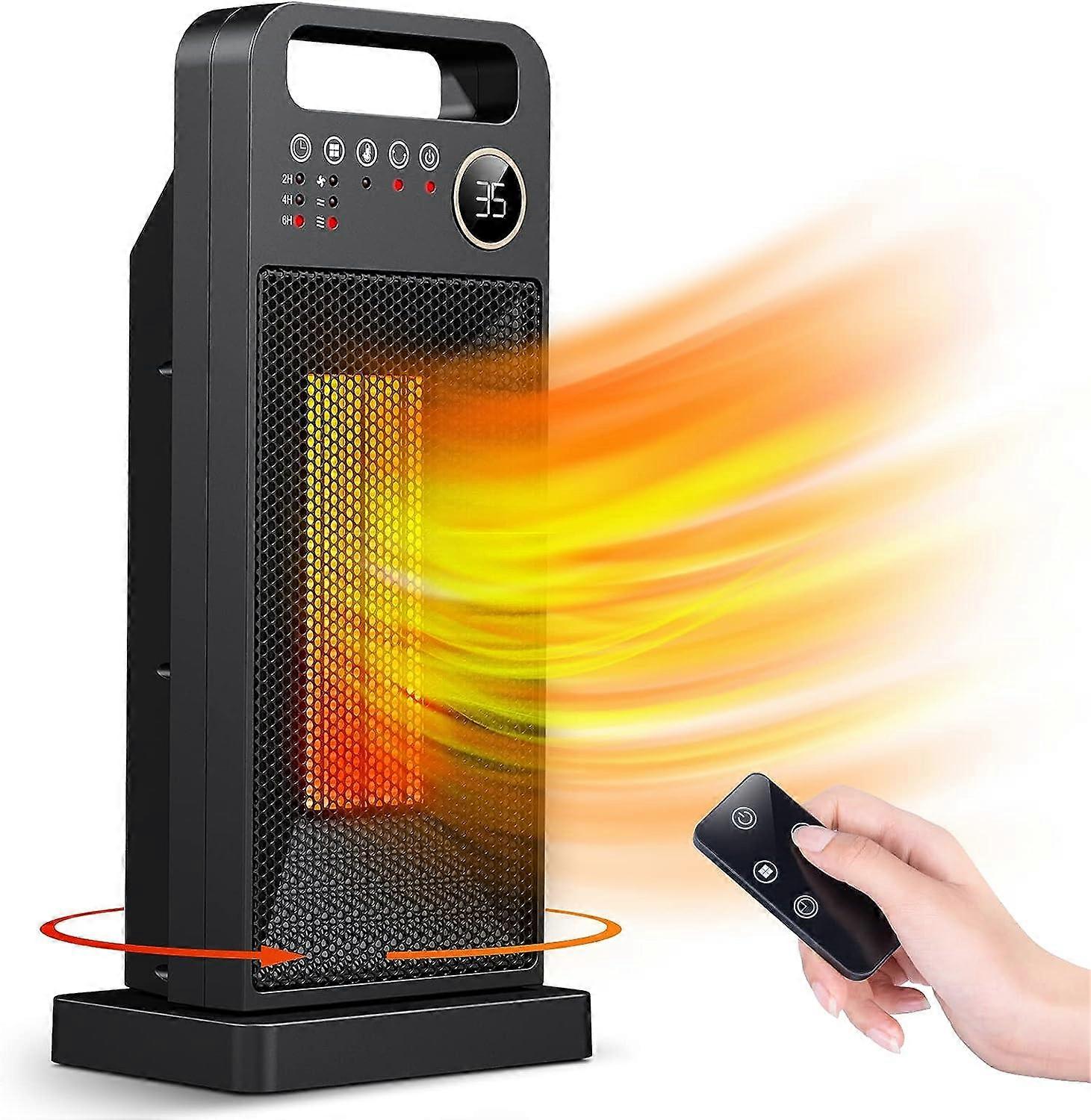 Portable Fan Heater 3s Fast Heating PTC Mini Heaters 3 Heating Modes Adjustable Fan Overheat Protection Electric Heaters (Black)