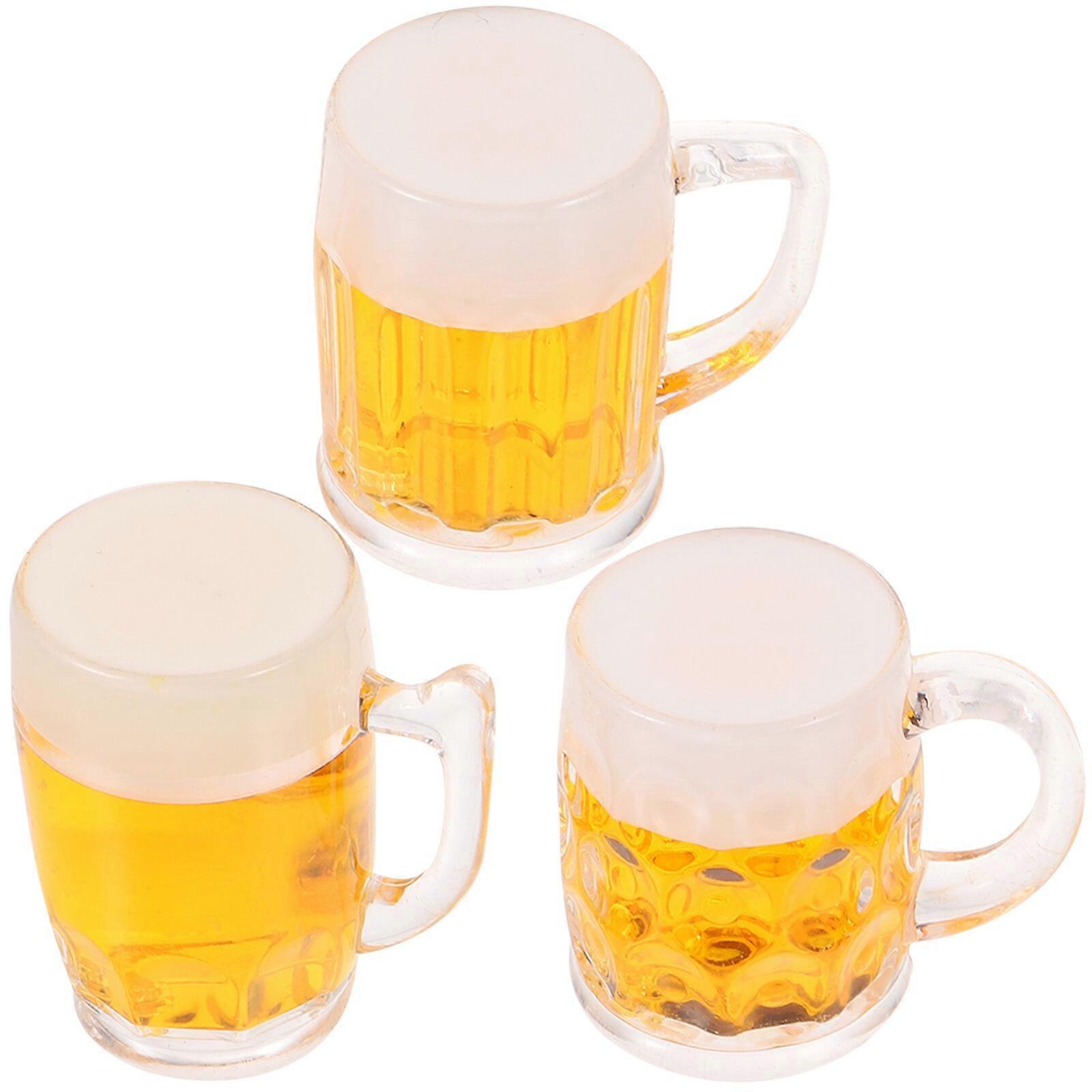 3pcs Simulation Plastic Beer Cup Model Small Beer Mug With Beer Model Diy Crafts