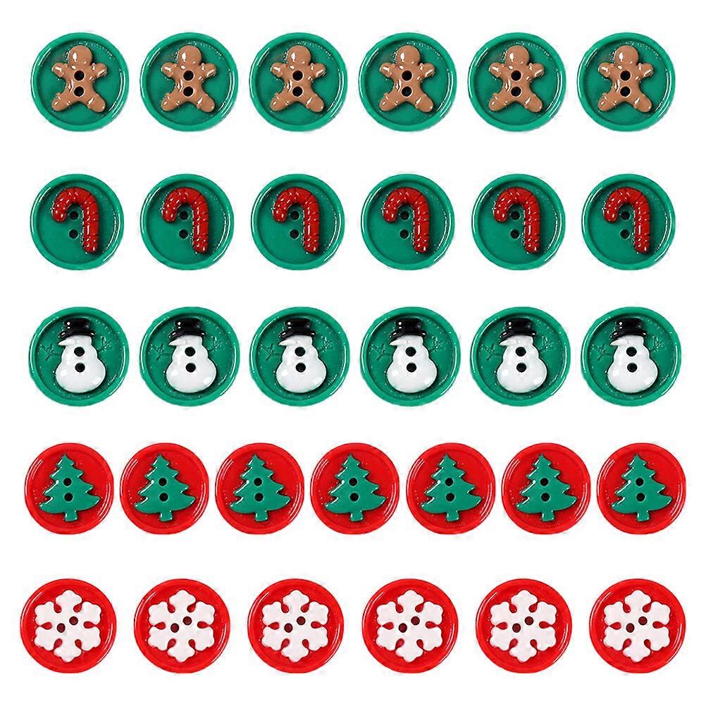 50Pcs Xmas Resin Button DIY Accessory Snowman Xmas Tree Snowflake Decor Buttons