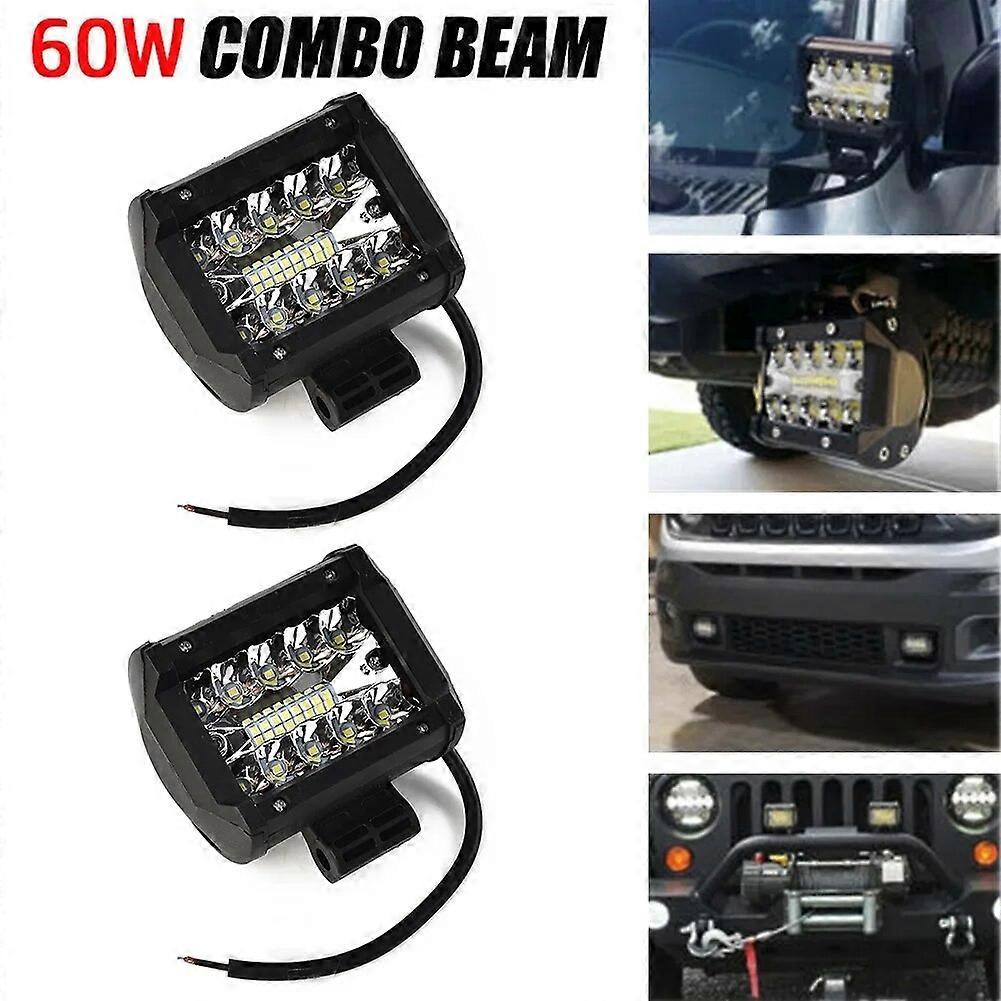2pc 60W LED Work Light Bar Spot Flood Combo Pods Offroad Fog Lamp SUV ATV UTV LED Light Bar
