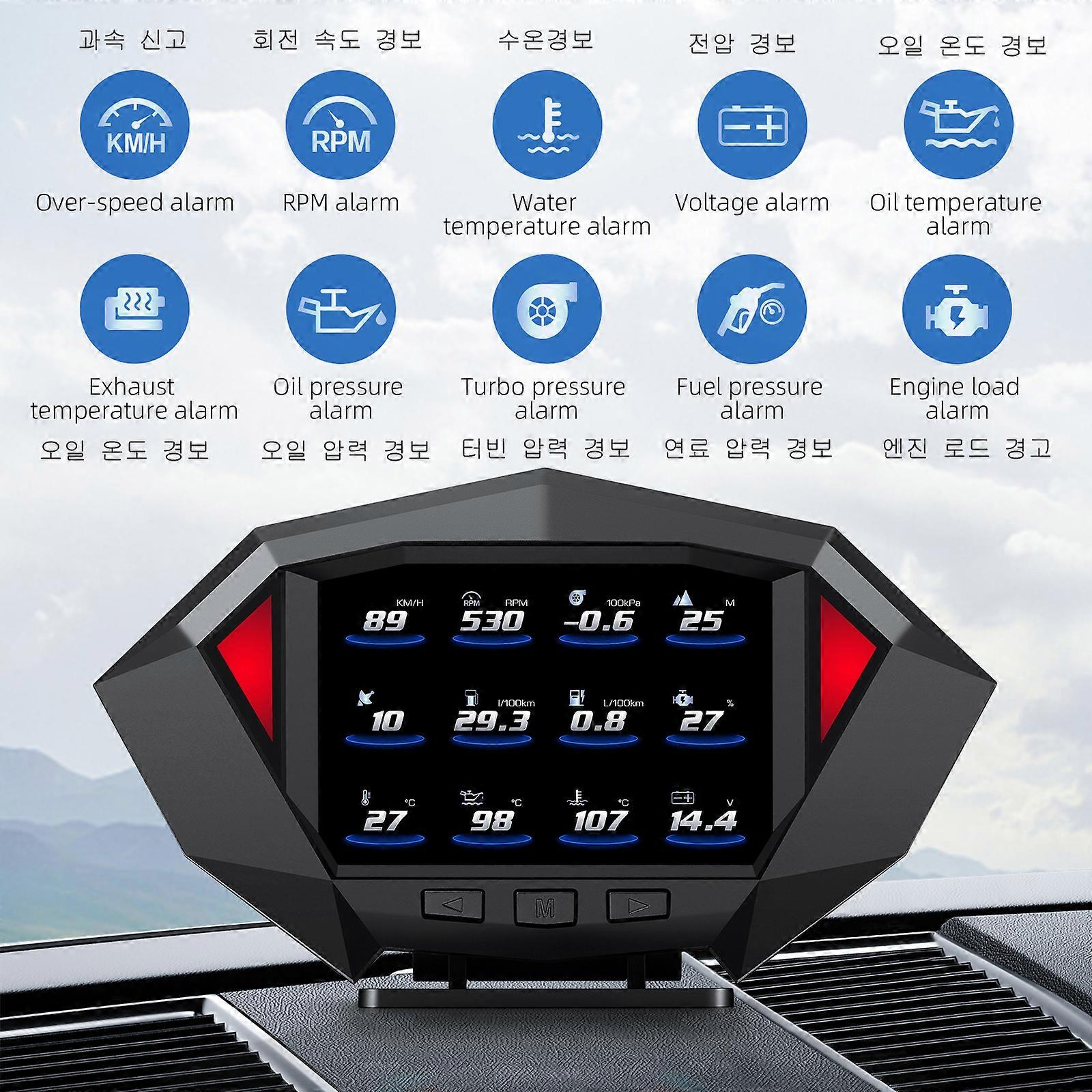 Hud Obd2 Display LCD Instrument Auto HUD Head-up-Display Auto Offroad Universal Fahrzeug Geschwindigkeit Höhe Neigungsmesser GPS HUD