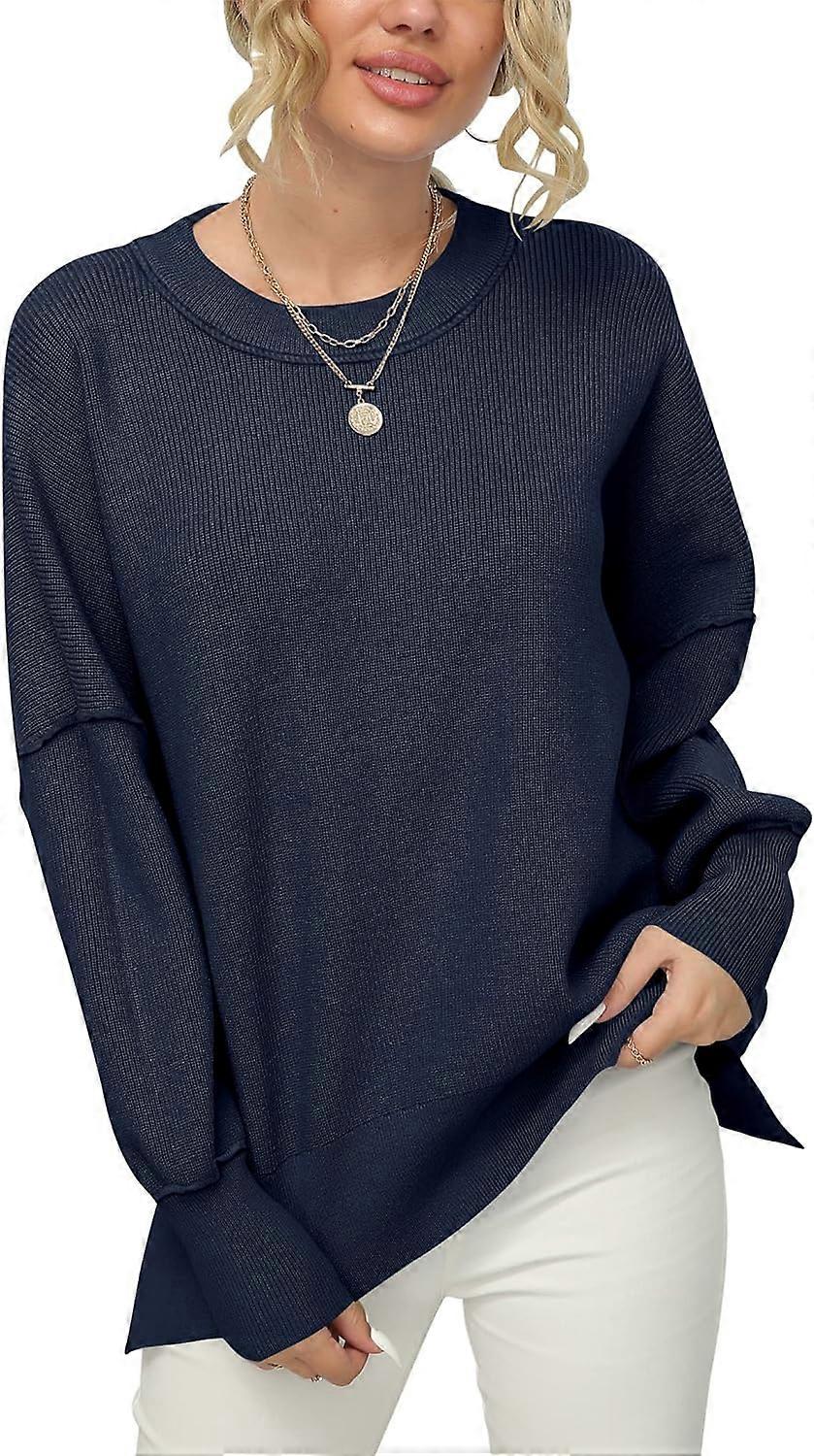 Girocollo Batwing Sleeve Oversize a costine Pullover Pullover Top Top