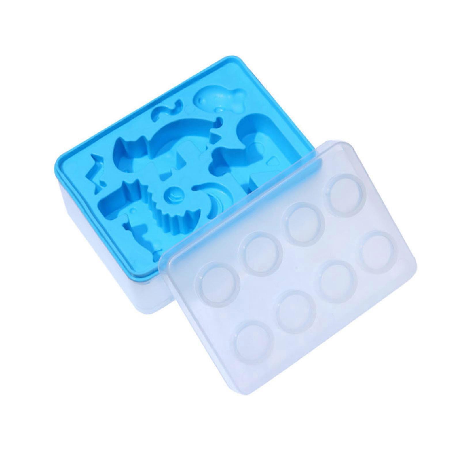 Mini Ice Tray with Lid Bin 6 Cavities Creative DIY Building Block Shape Ice Cube Mold for Freezer Press to Release Stackable Anti-Slip Ice Cube Maker