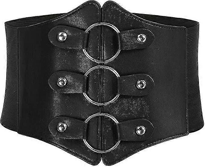 Dames brede leren riem, elastische corset riem met studs
