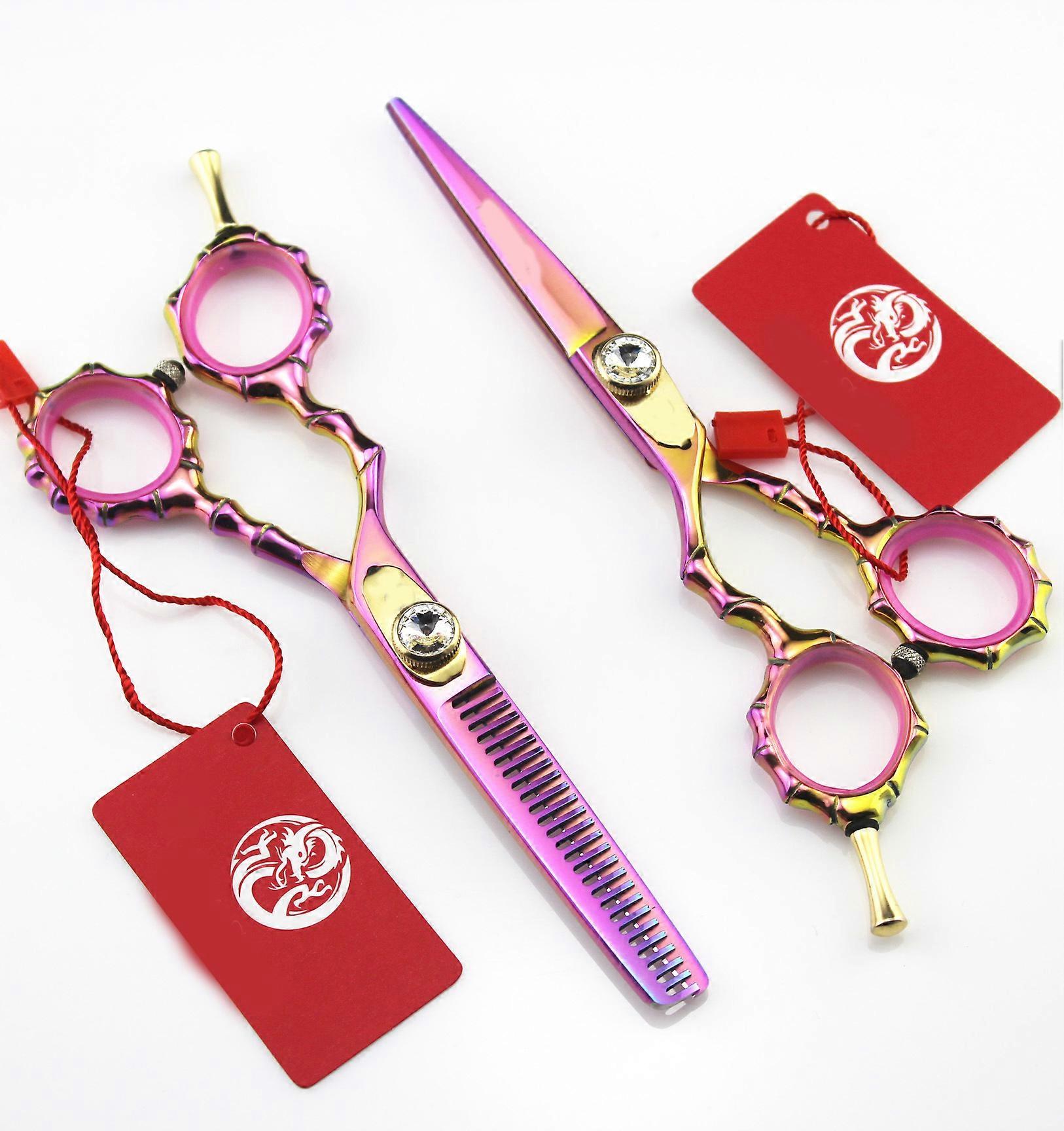 5.5 Inch Color Bamboo Handle Left Hand Scissors Tooth Scissors Thin Scissors Left-Handed Scissors Free Package