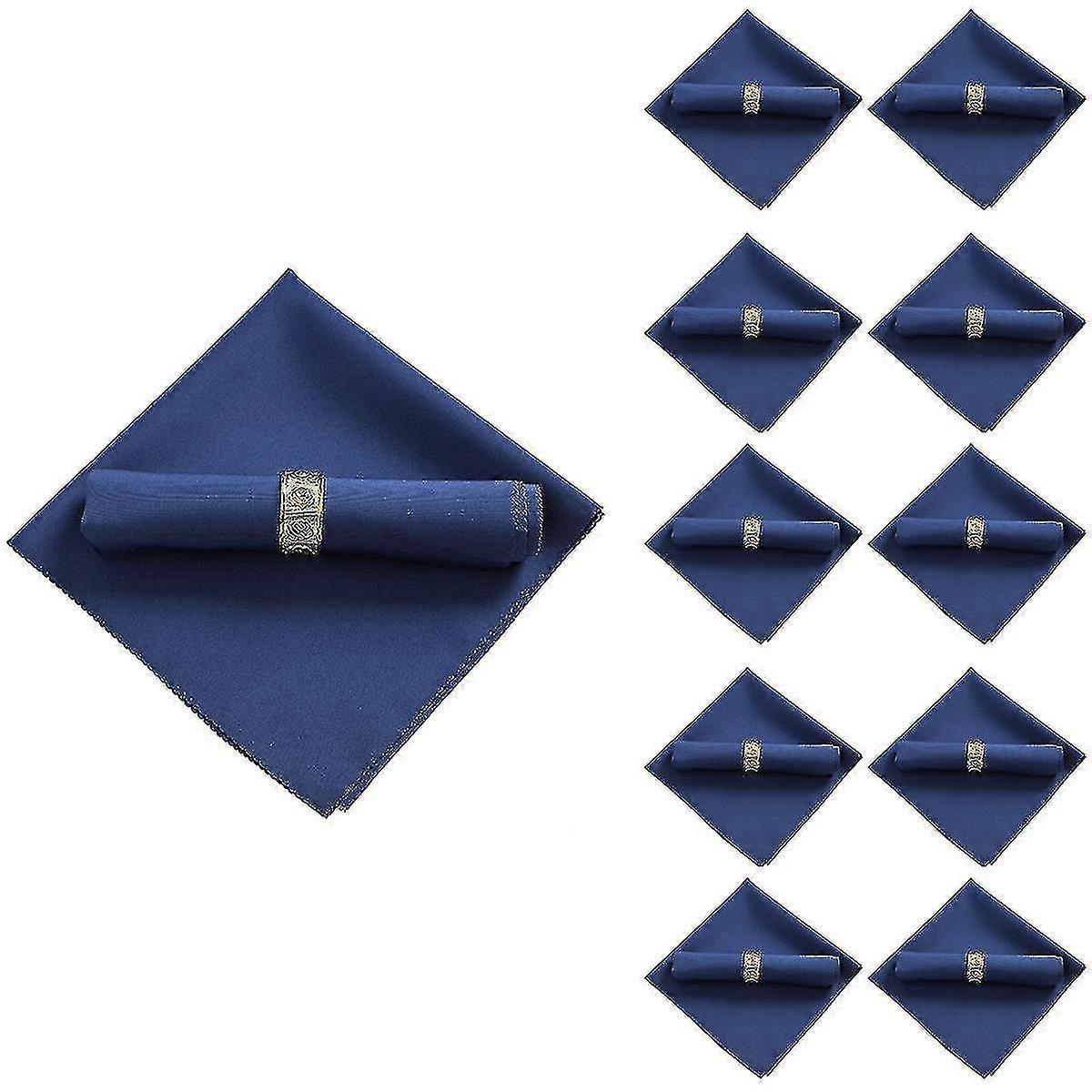 10pcs 48x48cm Polyester Cloth Napkins For Restaurant Wedding Banquet Dinner Party, Navy Blue
