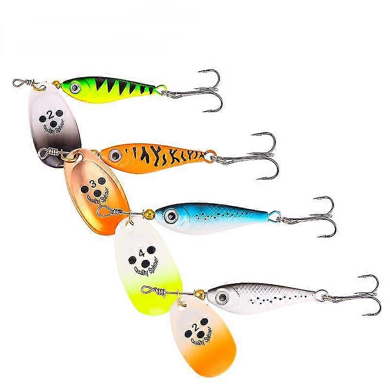 4-color Fish-shaped Rotating Sequins Composite Bait Hook Set