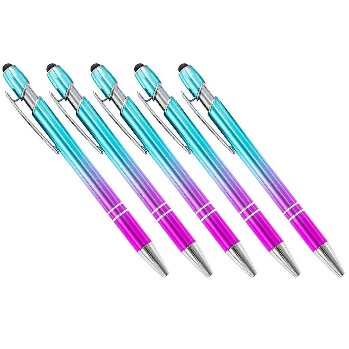 50pcs Gradient Metal Ballpoint Pens Touchscreen Ball Pen for Writing Stationery Office School Suppl