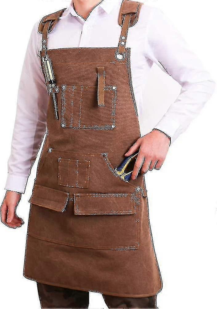 Men's Tool Apron Waxed Linen Carpenter Apron Heavy Duty Woodworking Workshop Kitchen Apron-yvan