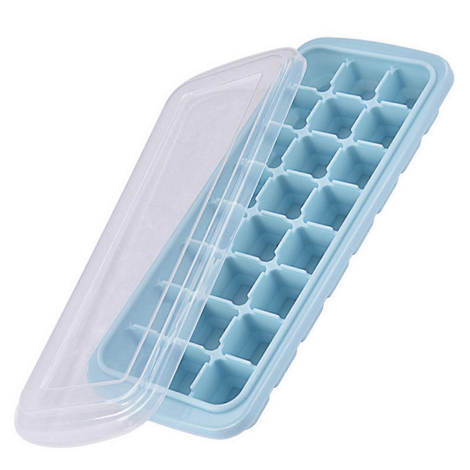 Ice Cube Tray Large Capacity with Cover Silicone 24 Grids Easy Release Ice Cube Trays Kitchen Tool