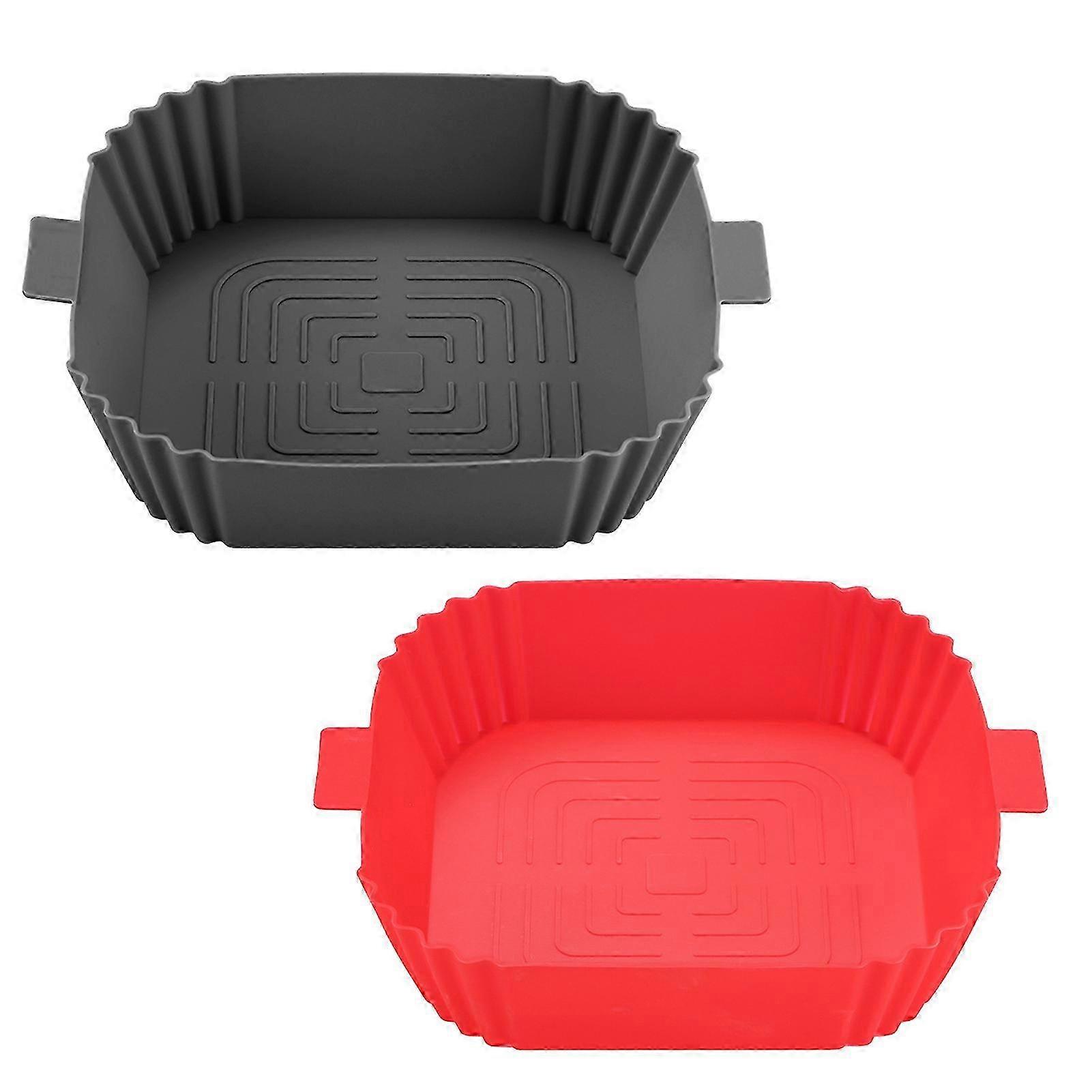 2pcs Reusable Silicone Airs Fryer Liners Non Stick Food Safe Washable Baking Pan with Handles for Kitchen