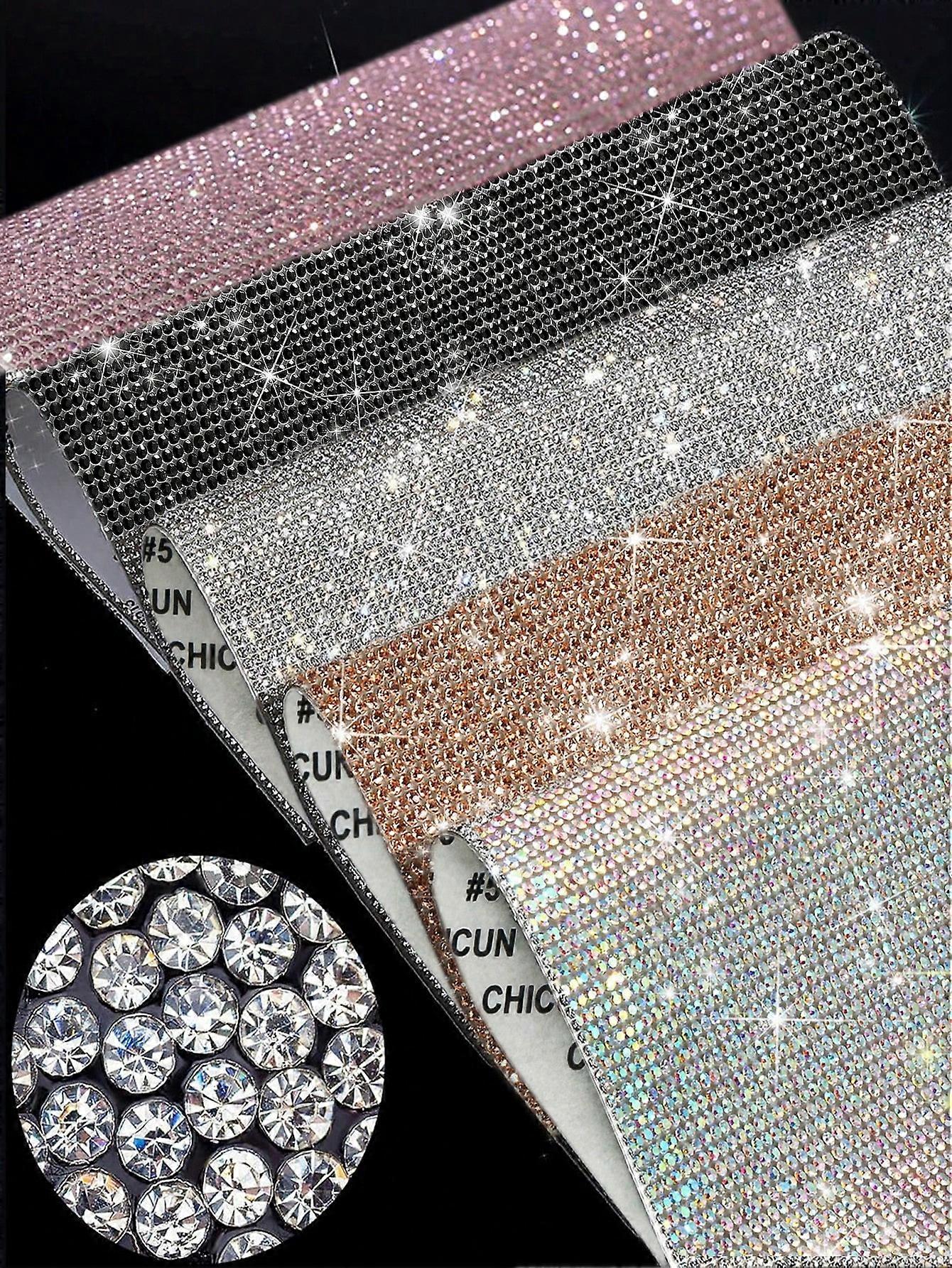 شريط لاصق من حجر الراين ، ملصق حجر الراين الفضي ، شريط كرافت DIY قابل للقص ، للمرآة ، سيارة ، ملابس ، هدية ، حفلة ، ديكورات منزلية